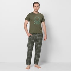 BENETTON - Pijama Hombre Largo Manga corta de Algodón