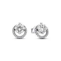 PANDORA - Aretes Boton Halo Brillante