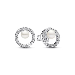 PANDORA - Aretes Boton Perla y Pave