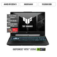 ASUS - Portátil TUF Gaming A15 | GeForce RTX 2050 | AMD Ryzen 5 | 8GB de RAM | 512G SSD de almacenamiento | Windows 11 | 15.6 Pulgadas | FA506NF-HN003W | Computador portátil Gamer