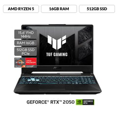 ASUS - Portátil TUF Gaming A15 | GeForce RTX 2050 | AMD Ryzen 5 | 16GB de RAM | 512G SSD de almacenamiento | Windows 11 | 15.6 Pulgadas | FA506NF-HN008W | Computador portátil Gamer