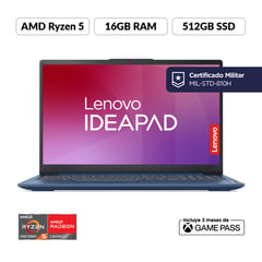 LENOVO - Portátil Ideapad Slim 3 | AMD Ryzen 5 | 16GB de RAM | 512GB SSD de Almacenamiento | Windows 11 | Pantalla 15.6 pulgadas | IP Slim 3 | Computador Portátil