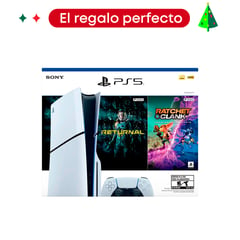 SONY - Consola PS5 Slim Estandar + 2 Videojuegos | 1 TB de Almacenamiento | Lector de Disco | Play Station 5 | Videojuegos Incluidos Returnal y Ratchet and Clanck