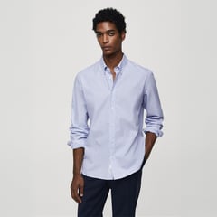 MANGO - Camisa Hombre Manga larga Regular de Algodón