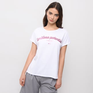 SYBILLA - Camiseta Mujer con Estampado Manga corta de Algodón