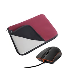 STARTEC - Funda Para Portátil Vino + Mouse Negro Alámbrico Negro