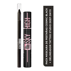 MAYBELLINE - Set de Pestañinas Pack Pestañina Cosmic Black + Delineador Tattoo Studio Maybelline: incluye 2 productos