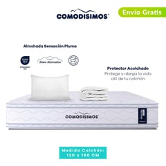 COMODISIMOS - Colchón Semidoble Firmeza Media Ortopédico Resortado Doble Cara Línea Advance 120 x 190 cm + Almohada + Protector Comodísimos