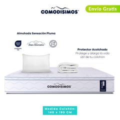 COMODISIMOS - Colchón Doble Firmeza Media Ortopédico Resortado Doble Cara Línea Advance 140 x 190 cm + Almohada + Protector Comodísimos