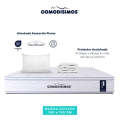 COMODISIMOS - Colchón Doble Firmeza Media Ortopédico Resortado con Pillow Línea Advance 140 x 190 cm + Almohada + Protector Comodísimos