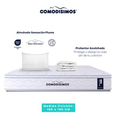 COMODISIMOS - Colchón Queen Firmeza Media Ortopédico Resortado con Pillow Línea Advance 160 x 190 cm + Almohada + Protector Comodísimos