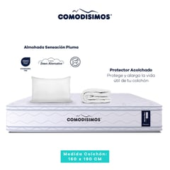 COMODISIMOS - Colchón Queen Firmeza Media Ortopédico Resortado con Doble Pillow Línea Advance 160 x 190 cm + Almohada + Protector Comodísimos