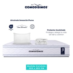 COMODISIMOS - Colchón King Firmeza Media Ortopédico Resortado con Doble Pillow Línea Advance 200 x 200 cm + Almohada + Protector Comodísimos - Precio de Lanzamiento