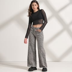 SYBILLA - Jean Wide Leg Mujer Tiro medio Animal print