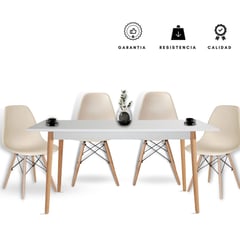 EKONOMODO - Juego de Comedor Moderno para 4 Personas (Comedor + 4 Sillas)