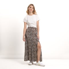 BASEMENT - Falda Midi Mujer Animal print