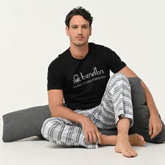 BENETTON - Pijama Hombre Largo Manga corta de Algodón