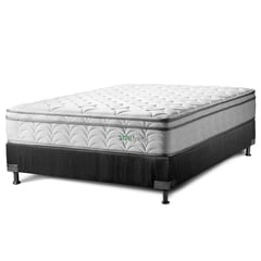 CONFORT VITAL - Colchón con Base Cama cama Queen Firmeza Media Ortopédico con Pillow Resortado Vital Pedic 160 x 190 cm + 2 Almohadas - Precio de Lanzamiento