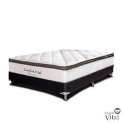 CONFORT VITAL - Colchón con Base Cama cama Doble Firmeza Media Ortopédico con Pillow Resortado Vital Pillow Lte 140 x 190 cm + 2 Almohadas - Devolución de Intereses Pagando con Tarjeta CMR Banco Falabella a 6 Cuotas del 5 al 31 de Julio de 2024