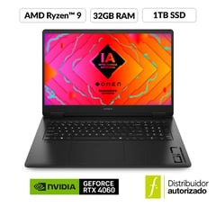 HP - Portátil OMEN Gaming | AMD Ryzen 9 | 32GB RAM | 1TB SSD Almacenamiento| Windows 11 | NVIDIA GeForce RTX 4060 | 17.3 pulgadas | 17-db0009la| Computador portátil