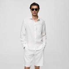 MANGO - Camisa Hombre Manga larga de Lino