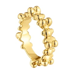 TOUS - Anillo mediano con baño de oro 18 kt sobre plata y motivos oso Bold Bear