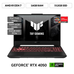 ASUS - Portátil TUF Gaming A15 | GeForce RTX 4050 | AMD Ryzen 7 | 16GB de RAM | 512G SSD de almacenamiento | Windows 11 | 15.6 Pulgadas | FA507NUR-LP016W | Computador portátil Gamer