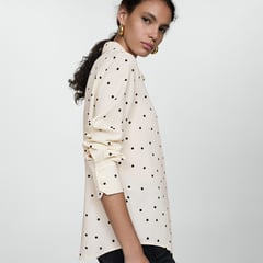 MANGO - Camisa Mujer con Estampado Manga larga