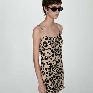 MANGO - Vestido Mujer Corto Animal print