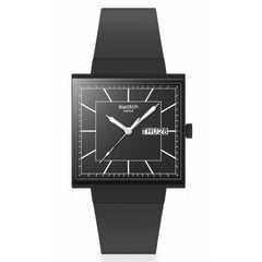 SWATCH - Relojes Unisex WHAT IF BLACKAGAIN?. Relojes Plástico Negro SO34B701