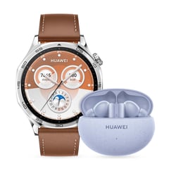 HUAWEI - Smartwatch GT5 46MM | 5 ATM resistencia al agua | pantalla AMOLED táctil a color + Freebuds 5i