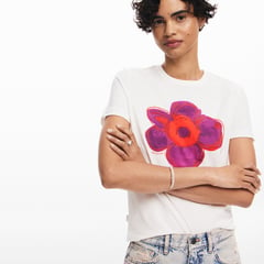 DESIGUAL - Camiseta Mujer con Estampado Manga corta de Algodón