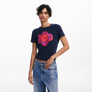 DESIGUAL - Camiseta Mujer con Estampado Manga corta de Algodón