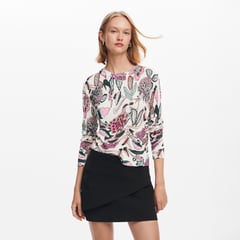 DESIGUAL - Blusa Mujer con Estampado Manga larga