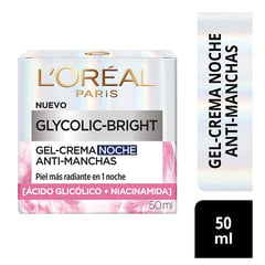 LOREAL PARIS - Hidratante facial Noche Gel Crema Noche Ácido Glicólico para Todo tipo de piel 50 ml