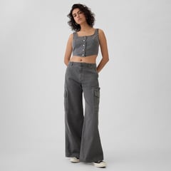 GAP - Pantalón Cargo Mujer Tiro medio de Algodón