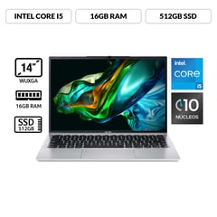 ACER - Portátil Aspire Lite | Intel Core i5 | 16GB de RAM | 512 GB SSD de Almacenamiento | Windows 11 | Pantalla 14 pulgadas | AL14-51M-51PD | Computador portátil