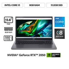 ACER - Portátil Aspire 5 | Intel Core i5 | 8GB de RAM | 512GB SSD de Almacenamiento | Windows 11 | Pantalla 15.6 pulgadas | A515-58GM-57FV | Computador portátil