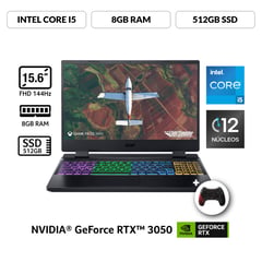 ACER - Portátil Gamer Nitro 5|Geforce RTX 3050|Intel Core i5 | 8GB de RAM | 512GB SSD de Almacenamiento | Windows 11 | Pantalla 15.6 pulgadas | AN515-58-51S2 | Computador portátil