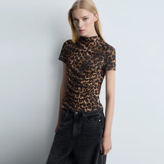 MANGO - Camiseta Mujer Animal print Manga corta