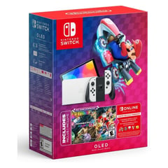 NINTENDO - Consola Switch | Modelo OLED | Incluye Juego Mario Kart 8 Deluxe (Juego Completo Descargable + 3 Meses de Membresía Switch Online) | 64 GB de almacenamiento