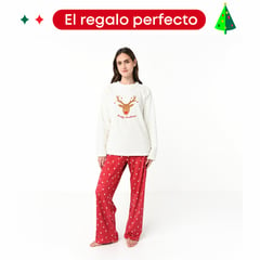 SYBILLA - Conjunto pijama navideña mujer pantalón y manga larga