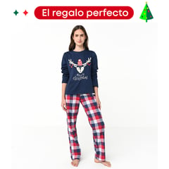 SYBILLA - Pijama Navideña completa con pantalón Mujer Largo Manga larga