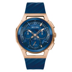 BULOVA - Relojes Hombre CURV MR ST BL. Relojes Silicona Azul 97A185