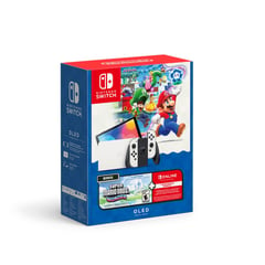 NINTENDO - Consola Switch | Modelo OLED Blanco | Incluye Super Mario Bros. Wonder + 12 Meses Suscripción Individual Online | Bundle Navideño