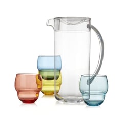 CRATE & BARREL - Juego de Jarra con 4 Vasos Burbúja