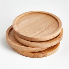 CRATE & BARREL - Portavaso Tondo Madera 4 Piezas