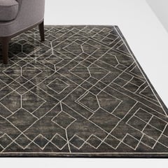 CRATE & BARREL - Alfombra Ruell Negra en Lana