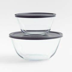 CRATE & BARREL - Bowls de Vidrio Tapa Plástica Set x2