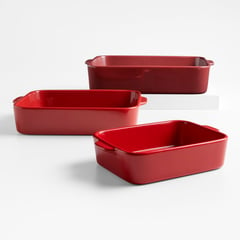 CRATE & BARREL - Refractarias Ombré Rojas en Porcelana Set x 3